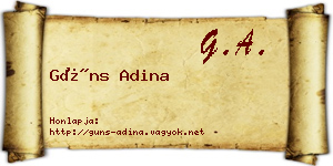 Güns Adina névjegykártya